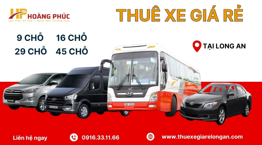 Cho thuê xe 7 chỗ, 16 chỗ, 29 chỗ, 45 chỗ tại Long An